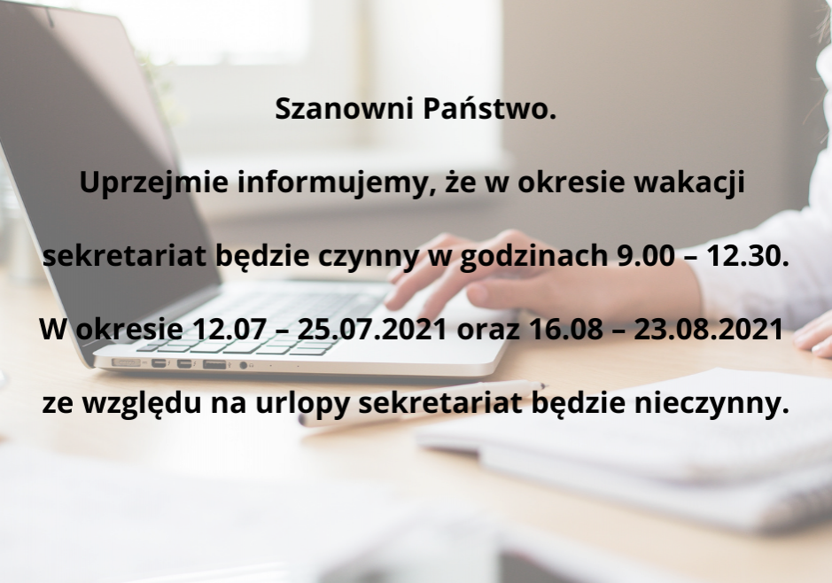 Godziny pracy sekretariatu w okresie wakacyjnym grafika