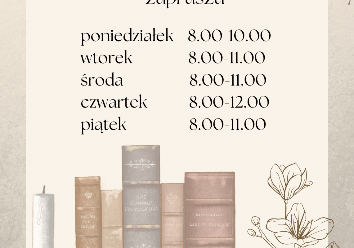 Godziny pracy biblioteki grafika