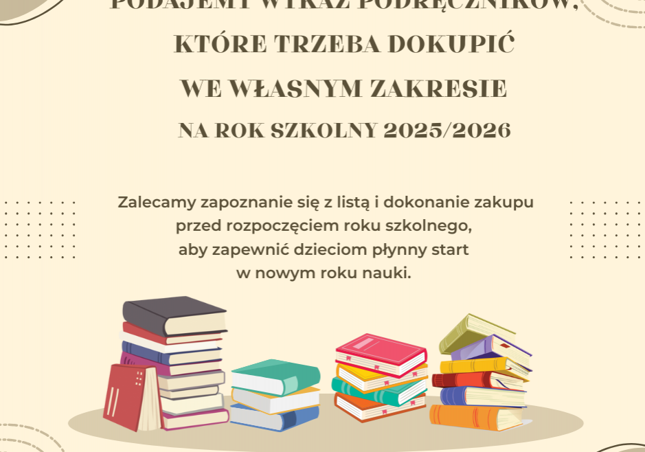 Wykaz podręczników na rok szkolny 2025/2026, które należy zakupić we własnym zakresie grafika