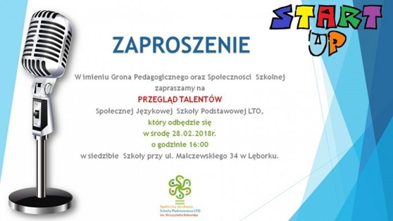  Grafika #0: START UP - SZKOLNY POKAZ TALENTÓW grafika
