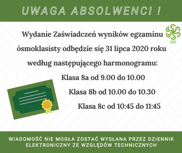 Grafika #0: Zaświadczenie o wynikach egzaminu ósmoklasisty grafika
