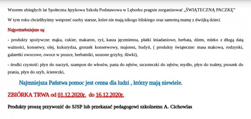  Grafika #0: SJSP LTO organizuje ŚWIĄTECZNĄ PACZKĘ :) grafika