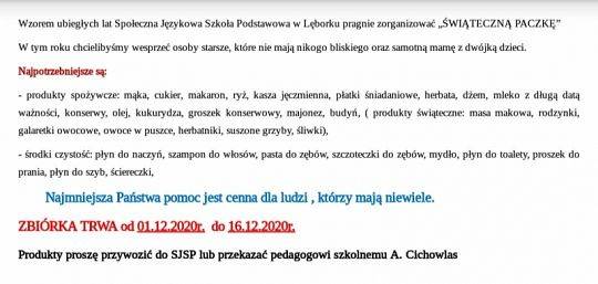 SJSP LTO organizuje ŚWIĄTECZNĄ PACZKĘ :)