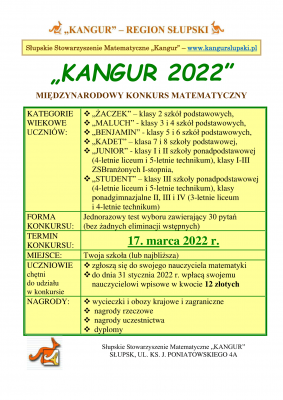 Międzynarodowy Konkurs Matematyczny "Kangur 2022"