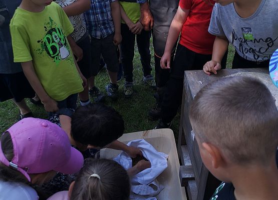 Wycieczka kaszubska klas pierwszych do Kluk grafika