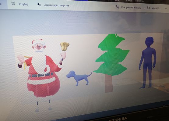 Kartki świąteczne trzecioklasistów tworzone w programie Paint 3D grafika