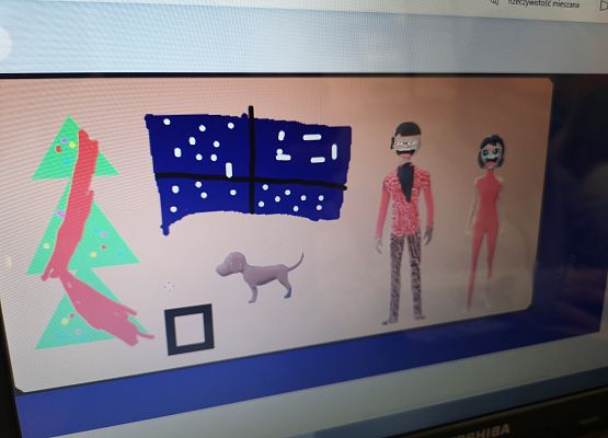 Kartki świąteczne trzecioklasistów tworzone w programie Paint 3D grafika