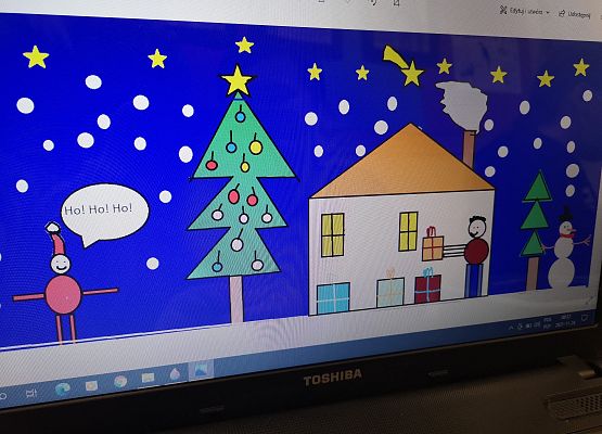 Kartki świąteczne trzecioklasistów tworzone w programie Paint 3D grafika