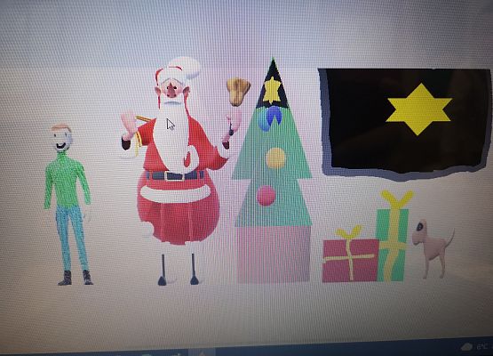 Kartki świąteczne trzecioklasistów tworzone w programie Paint 3D grafika