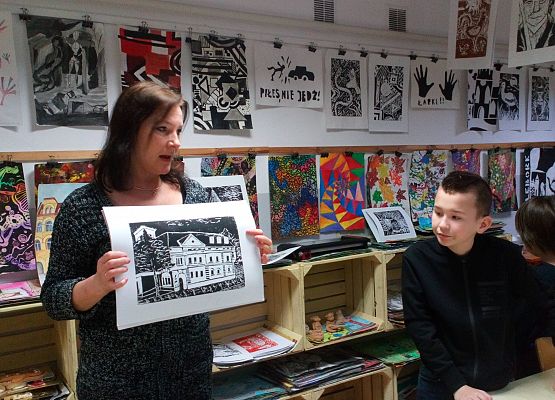 Warsztaty plastyczne "Spotkanie z grafiką – linoryt” grafika