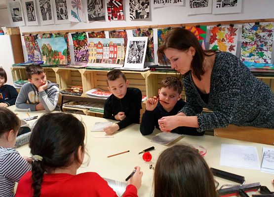 Warsztaty plastyczne "Spotkanie z grafiką – linoryt” grafika