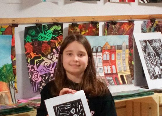 Warsztaty plastyczne "Spotkanie z grafiką – linoryt” grafika