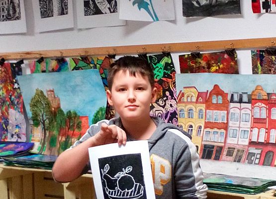 Warsztaty plastyczne "Spotkanie z grafiką – linoryt” grafika