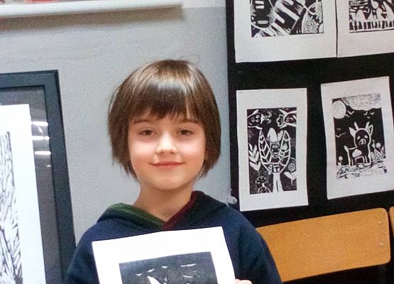 Warsztaty plastyczne "Spotkanie z grafiką – linoryt” grafika