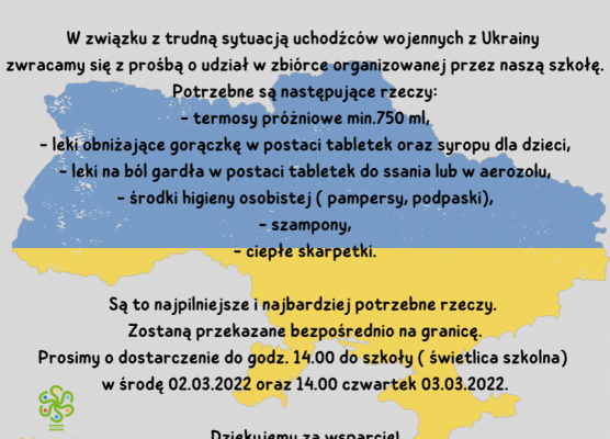 Zbiórka na rzecz potrzebujących z Ukrainy grafika