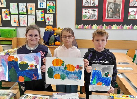 "Jesienna martwa natura" - kółko plastyczne klas I-III - fotorelacja grafika