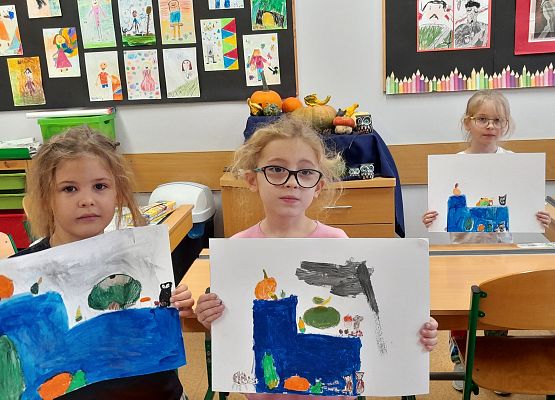 "Jesienna martwa natura" - kółko plastyczne klas I-III - fotorelacja grafika