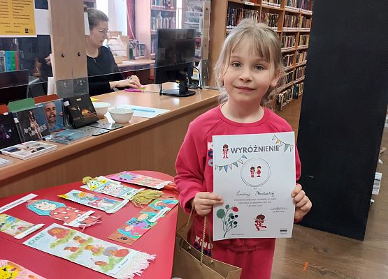 WYRÓŻNIENIE w Konkursie Plastycznym "Zakładka do książki" grafika