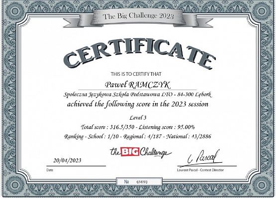 THE BIG CHALLENGE  2023 - Final Results  grafika