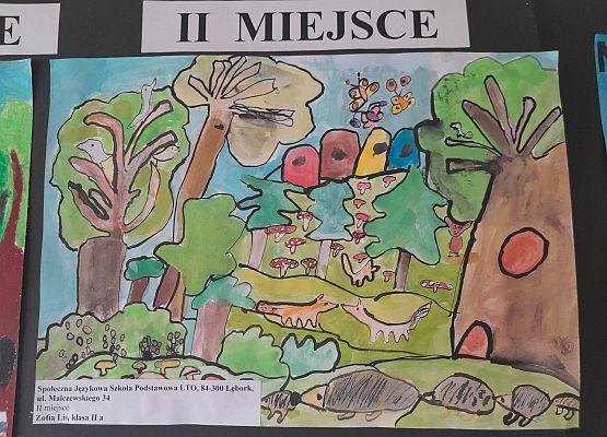Sukces w Powiatowym Konkursie Plastycznym "Czysty łaś wokół nas" grafika
