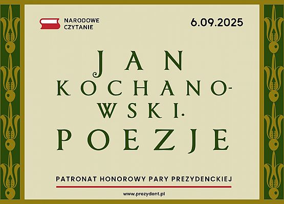 Narodowe Czytanie 2025 dzieł Jana Kochanowskiego grafika