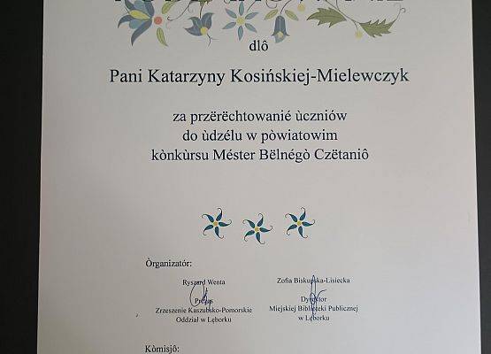 Powiatowe Eliminacje do XII Regionalnego Konkursu MÉSTER BËLNÉGÒ CZËTANIÔ PÒ KASZËBSKÙ grafika