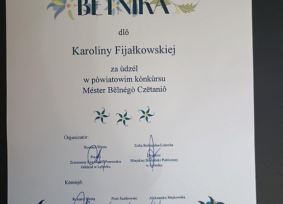 Powiatowe Eliminacje do XII Regionalnego Konkursu MÉSTER BËLNÉGÒ CZËTANIÔ PÒ KASZËBSKÙ grafika
