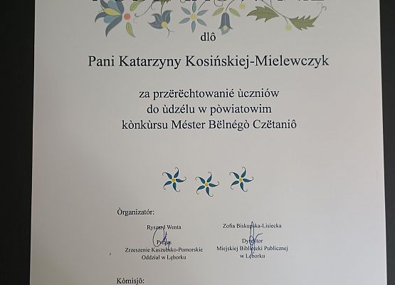Powiatowe Eliminacje do XII Regionalnego Konkursu MÉSTER BËLNÉGÒ CZËTANIÔ PÒ KASZËBSKÙ grafika
