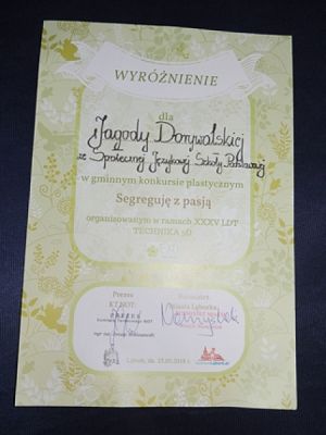  Grafika #3: WYRÓŻNIENIA W POWIATOWYM KONKURSIE ,SEGREGUJĘ Z PASJĄ grafika