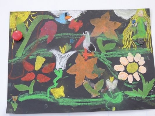  Grafika #0: ,,Wiosna – druk szablonowy grafika