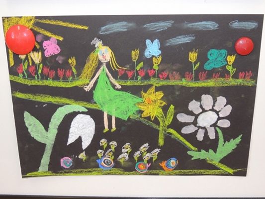  Grafika #4: ,,Wiosna – druk szablonowy grafika