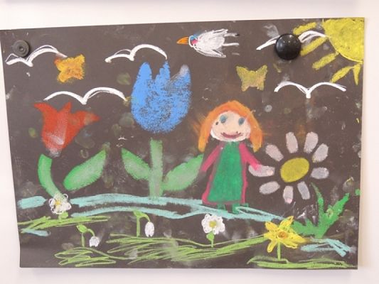  Grafika #6: ,,Wiosna – druk szablonowy grafika