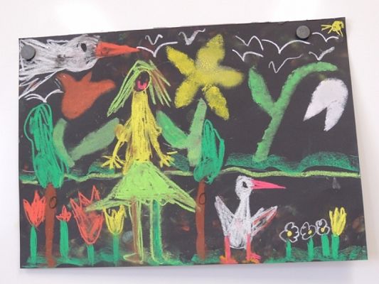  Grafika #7: ,,Wiosna – druk szablonowy grafika