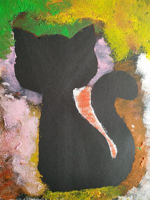 Dzień Kota w klasie 1b - prace plastyczne grafika