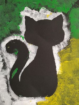 Dzień Kota w klasie 1b - prace plastyczne grafika
