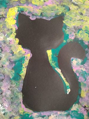 Dzień Kota w klasie 1b - prace plastyczne grafika