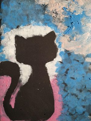 Dzień Kota w klasie 1b - prace plastyczne grafika