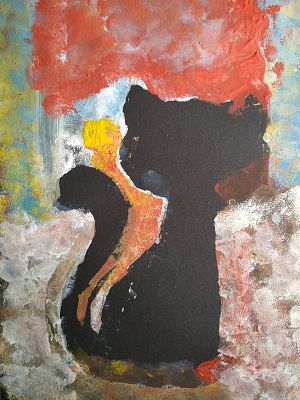 Dzień Kota w klasie 1b - prace plastyczne grafika