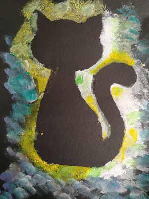 Dzień Kota w klasie 1b - prace plastyczne grafika