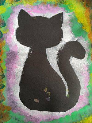 Dzień Kota w klasie 1b - prace plastyczne grafika