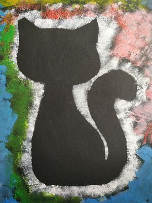 Dzień Kota w klasie 1b - prace plastyczne grafika