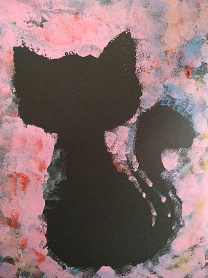 Dzień Kota w klasie 1b - prace plastyczne grafika