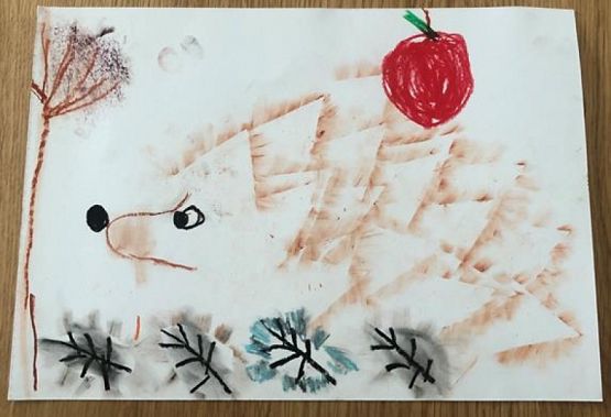  Grafika #1: Pastelowe jeże klasy 1b wykonane podczas lekcji online grafika