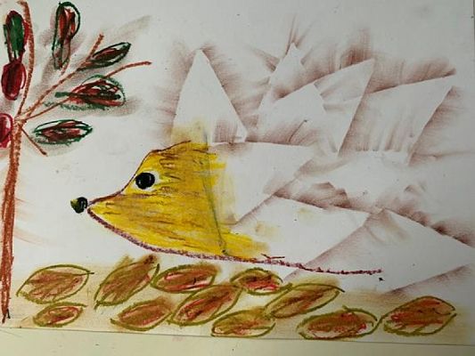  Grafika #5: Pastelowe jeże klasy 1b wykonane podczas lekcji online grafika