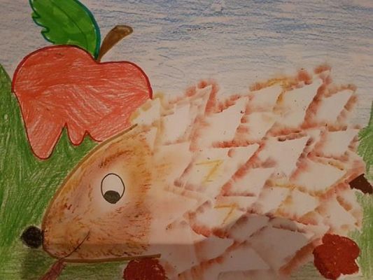  Grafika #6: Pastelowe jeże klasy 1b wykonane podczas lekcji online grafika