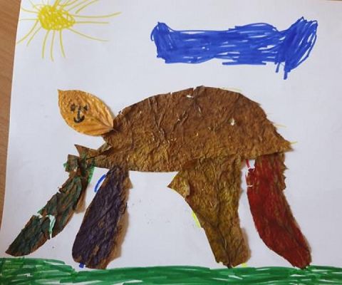  Grafika #1: Jesienne zwierzaki cudaki z liści w wykonaniu uczniów klasy 1b grafika