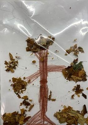  Grafika #2: Jesienne zwierzaki cudaki z liści w wykonaniu uczniów klasy 1b grafika