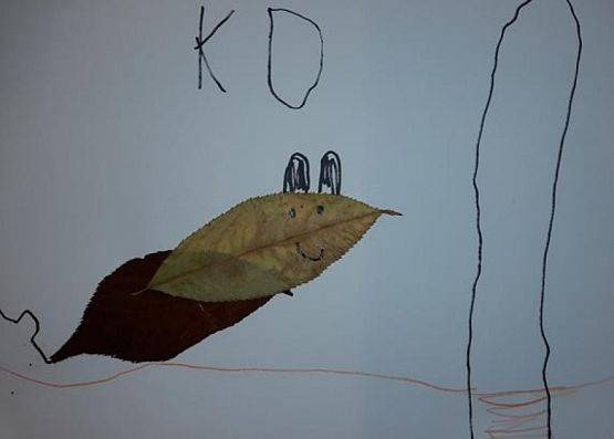  Grafika #4: Jesienne zwierzaki cudaki z liści w wykonaniu uczniów klasy 1b grafika