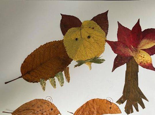  Grafika #5: Jesienne zwierzaki cudaki z liści w wykonaniu uczniów klasy 1b grafika