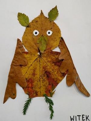  Grafika #7: Jesienne zwierzaki cudaki z liści w wykonaniu uczniów klasy 1b grafika
